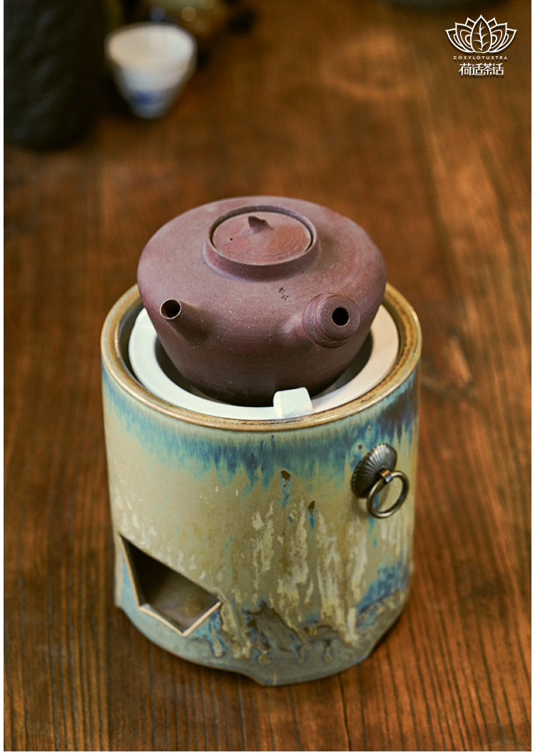 Chaozhou Gongfu Tea Retro Kiln Glaze with Handle Charcoal Stove Surrounding Tea Stove Charcoal Stove Handmade Tea Brewing Device
