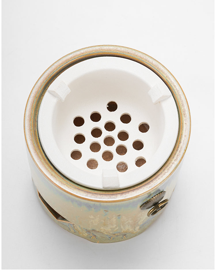 Chaozhou Gongfu Tea Retro Kiln Glaze with Handle Charcoal Stove Surrounding Tea Stove Charcoal Stove Handmade Tea Brewing Device