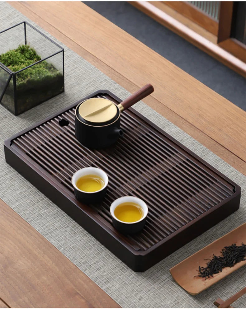 GIANXI Chinese Natural Bamboo Tea Tray Water Storage Kung Fu Tea Set Simple Rectangular Tea Board Tea Storage Tray