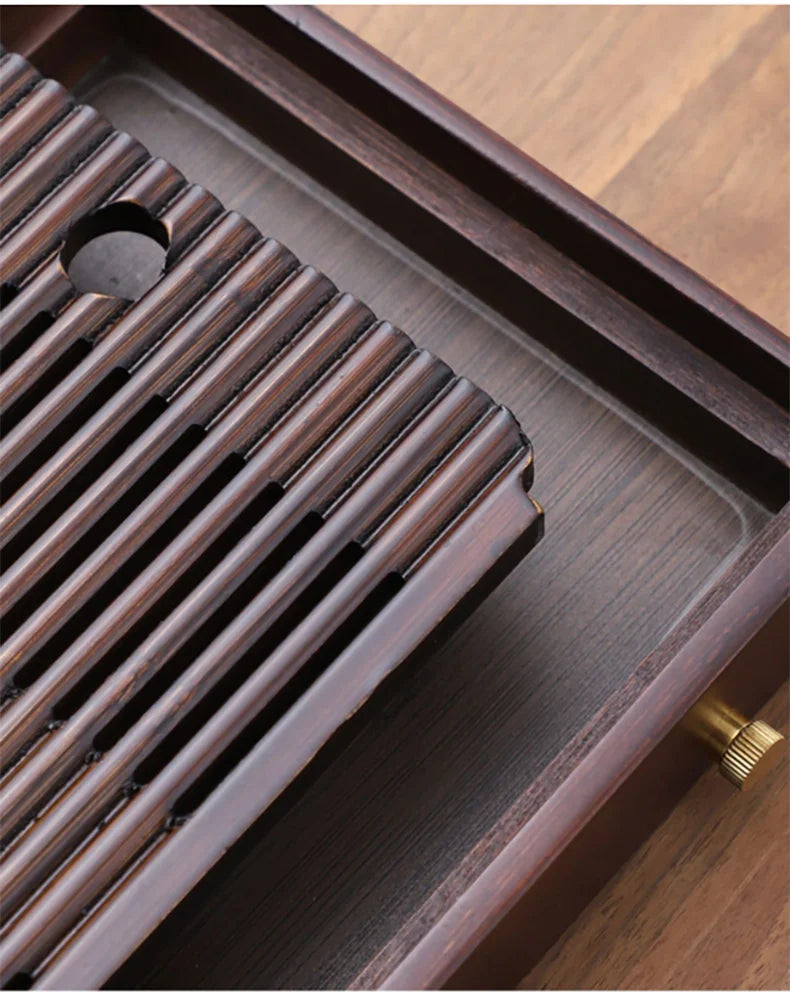 GIANXI Chinese Natural Bamboo Tea Tray Water Storage Kung Fu Tea Set Simple Rectangular Tea Board Tea Storage Tray