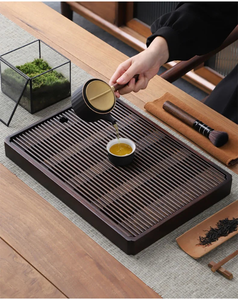 GIANXI Chinese Natural Bamboo Tea Tray Water Storage Kung Fu Tea Set Simple Rectangular Tea Board Tea Storage Tray
