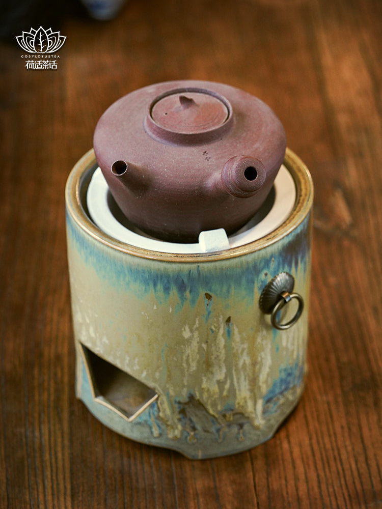 Chaozhou Gongfu Tea Retro Kiln Glaze with Handle Charcoal Stove Surrounding Tea Stove Charcoal Stove Handmade Tea Brewing Device