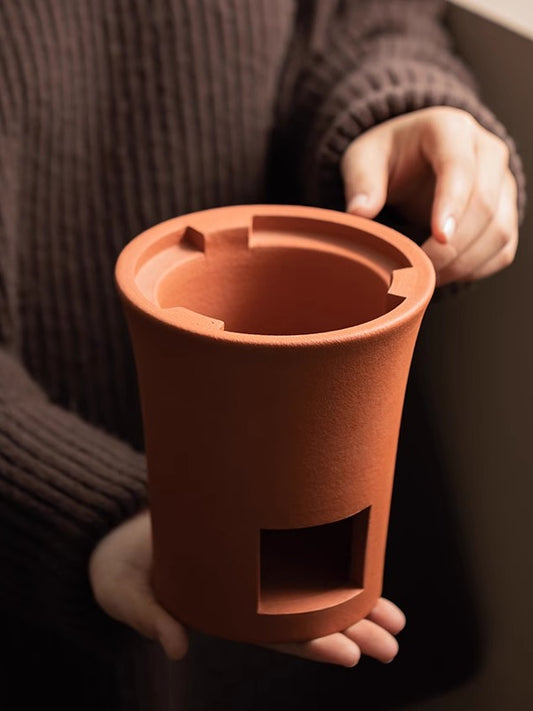 Chaozhou Handmade Retro Red Clay Integrated Inner Chamber Charcoal Stove for Tea Brewing, Household Outdoor Small Stove, Old-fashioned Tea Stove, Wind Stove