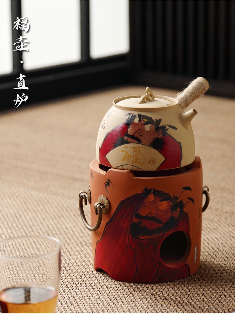 Hand-Painted Sub-List Stove Surrounding Stove Tea Brewing Stove Sand Pot Charcoal Stove Tea Brewing Set Hand-Painted Zhong Kui Kung Fu Tea Set Ceramic Pot Set