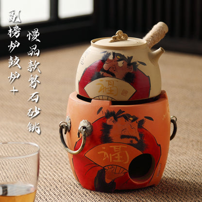Hand-Painted Sub-List Stove Surrounding Stove Tea Brewing Stove Sand Pot Charcoal Stove Tea Brewing Set Hand-Painted Zhong Kui Kung Fu Tea Set Ceramic Pot Set