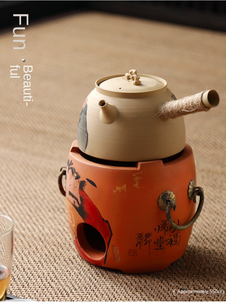 Hand-Painted Sub-List Stove Surrounding Stove Tea Brewing Stove Sand Pot Charcoal Stove Tea Brewing Set Hand-Painted Zhong Kui Kung Fu Tea Set Ceramic Pot Set