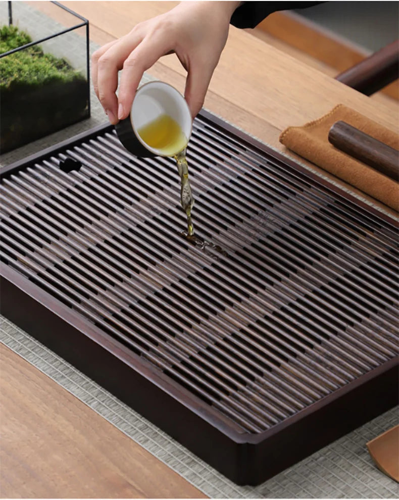 GIANXI Chinese Natural Bamboo Tea Tray Water Storage Kung Fu Tea Set Simple Rectangular Tea Board Tea Storage Tray