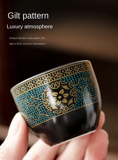 Household Tea Set Creative Living Room Semi-automatic Rotating Kungfu Tea Set Water for Tea Making Ceramic Teacup Business Gifts