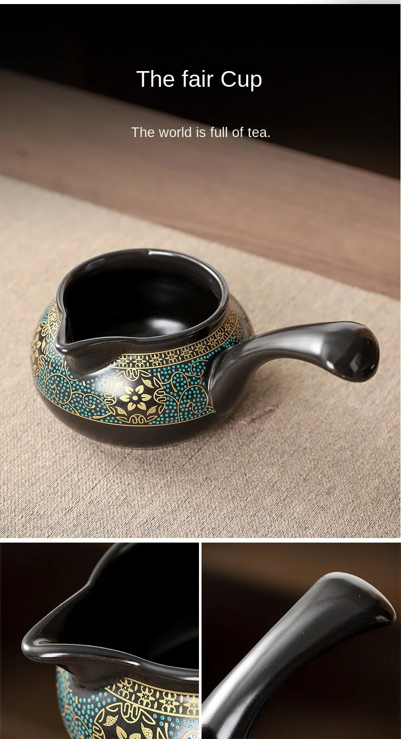 Household Tea Set Creative Living Room Semi-automatic Rotating Kungfu Tea Set Water for Tea Making Ceramic Teacup Business Gifts