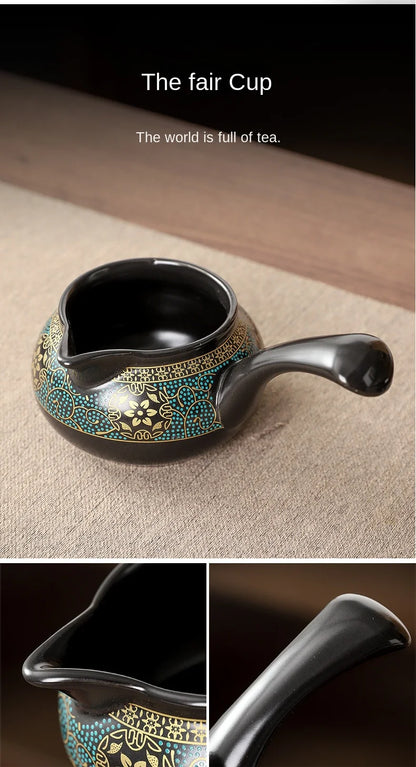 Household Tea Set Creative Living Room Semi-automatic Rotating Kungfu Tea Set Water for Tea Making Ceramic Teacup Business Gifts