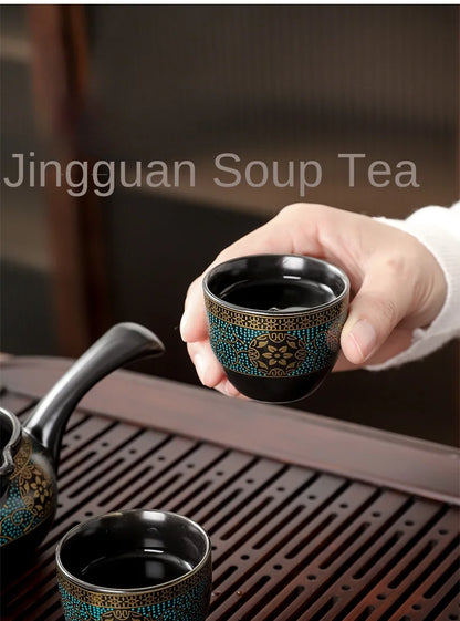 Household Tea Set Creative Living Room Semi-automatic Rotating Kungfu Tea Set Water for Tea Making Ceramic Teacup Business Gifts