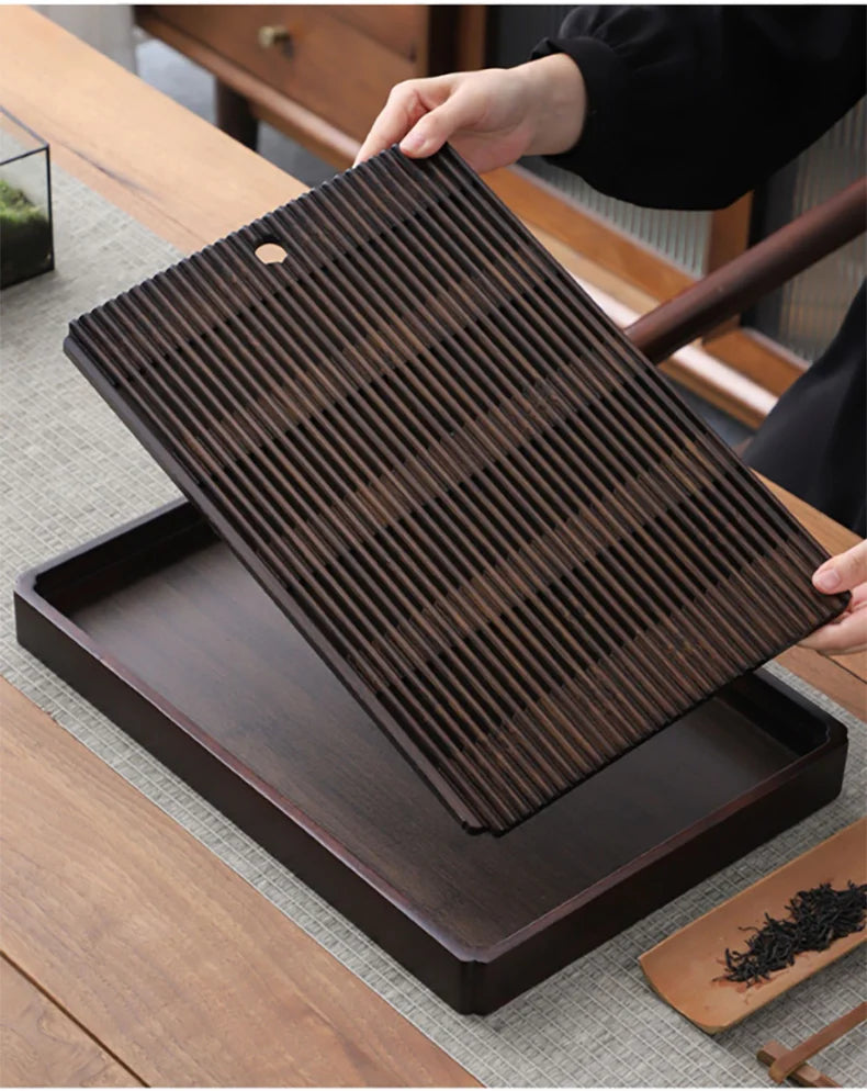 GIANXI Chinese Natural Bamboo Tea Tray Water Storage Kung Fu Tea Set Simple Rectangular Tea Board Tea Storage Tray
