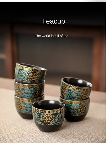 Household Tea Set Creative Living Room Semi-automatic Rotating Kungfu Tea Set Water for Tea Making Ceramic Teacup Business Gifts