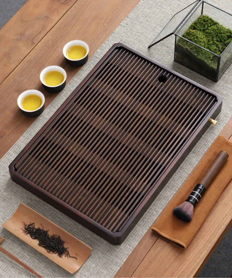 GIANXI Chinese Natural Bamboo Tea Tray Water Storage Kung Fu Tea Set Simple Rectangular Tea Board Tea Storage Tray