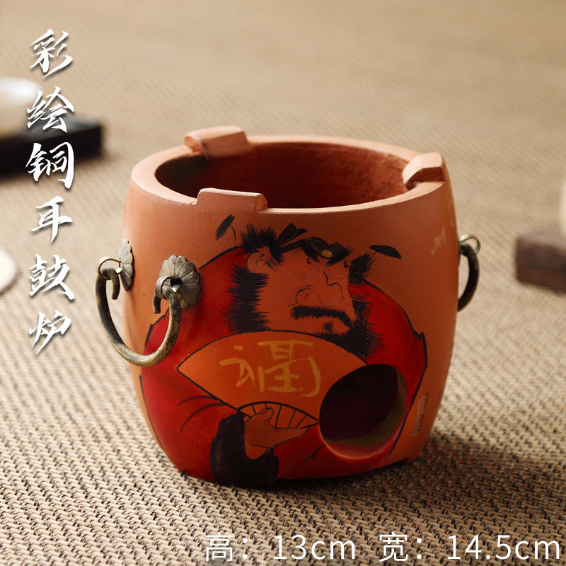 Hand-Painted Sub-List Stove Surrounding Stove Tea Brewing Stove Sand Pot Charcoal Stove Tea Brewing Set Hand-Painted Zhong Kui Kung Fu Tea Set Ceramic Pot Set