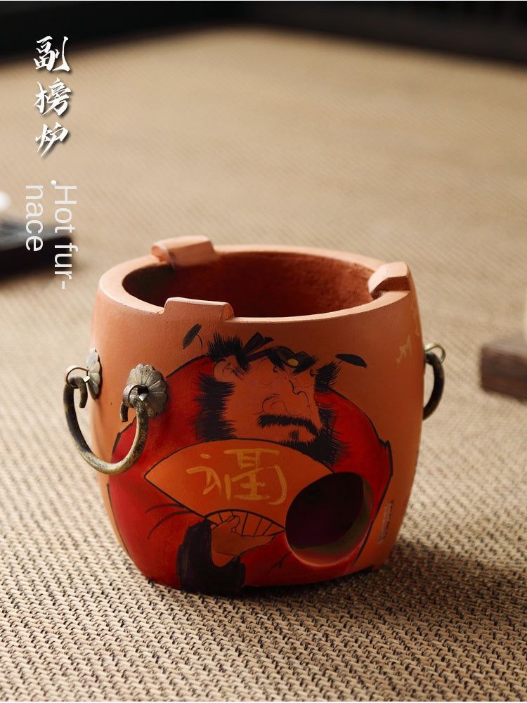Hand-Painted Sub-List Stove Surrounding Stove Tea Brewing Stove Sand Pot Charcoal Stove Tea Brewing Set Hand-Painted Zhong Kui Kung Fu Tea Set Ceramic Pot Set