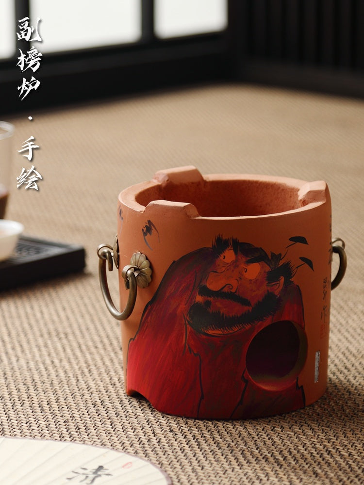 Hand-Painted Sub-List Stove Surrounding Stove Tea Brewing Stove Sand Pot Charcoal Stove Tea Brewing Set Hand-Painted Zhong Kui Kung Fu Tea Set Ceramic Pot Set